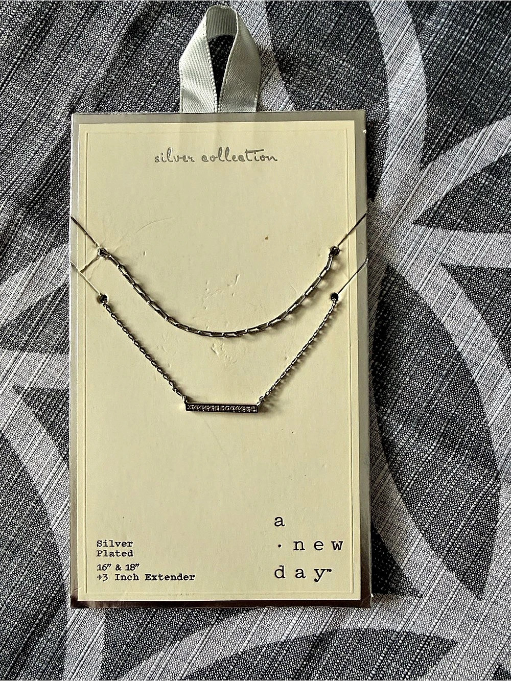 a new day Silver Plated Layered Necklace Set Layered Silver-Tone Necklace NWT